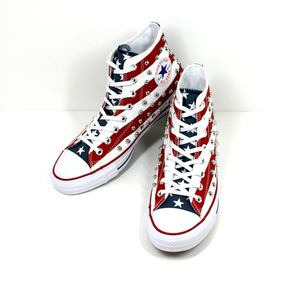 Converse Chuck Taylor Hi Tops Red White Blue Flag - Picture 6 of 6